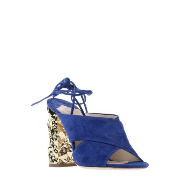 Roberto Festa Blue Suede Gold Heels / Sandals - Picture 13 of 13